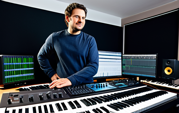Composer in Studio**

"A professional composer, fully clothed in comfortable attire, working in a modern music studio, surrounded by instruments and computer equipment, safe for work, appropriate content, perfect anatomy, correct proportions, natural pose, professional lighting, high resolution, family-friendly, demonstrating digital audio workstation (DAW) software, well-formed hands, proper finger count, natural body proportions."

**