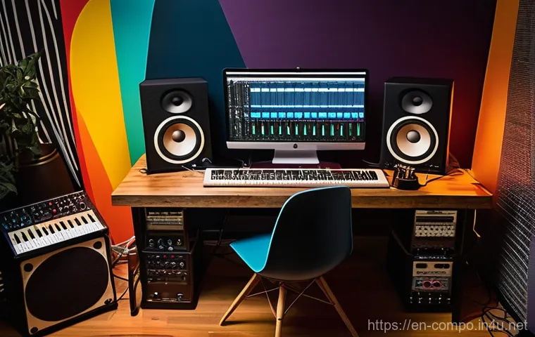 작곡가의 직무별 권장 역량 - Video Game Composer**
A dynamic and tech-savvy video game composer, late 20s to early 30s, in a brig...